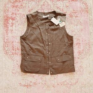 Saint Joie, Woman’s Brown Sleeveless Button-Up Vest